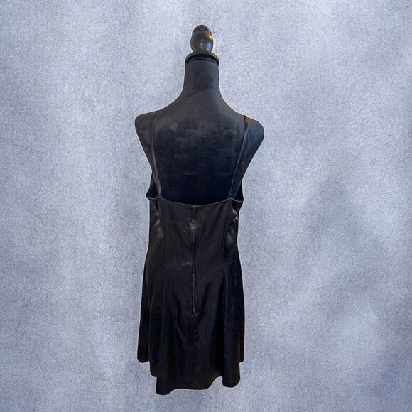 Vintage 90s Maurices Black Satin Party Slip Dress Size 13 - Picture 3 of 7